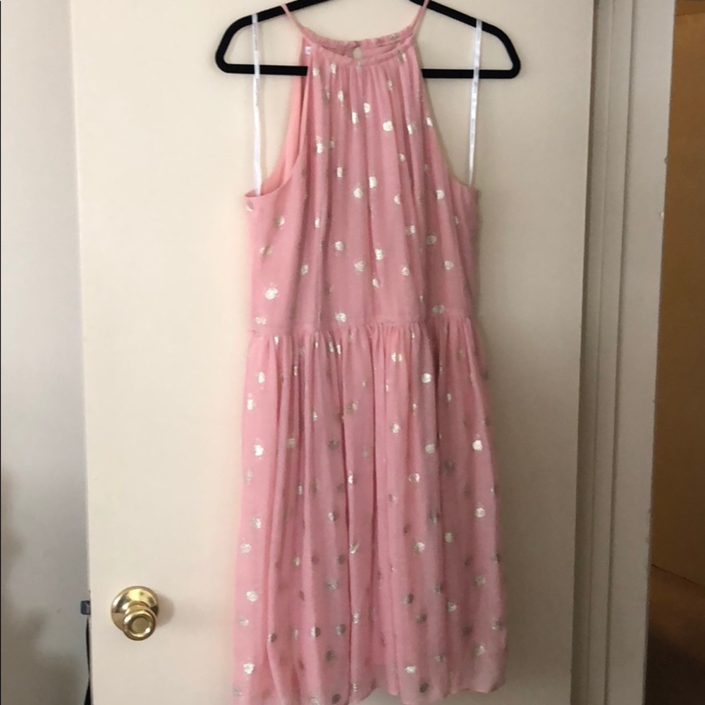 Maggy London Pink dress w/ silver dots SZ 12